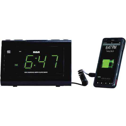 RCA USB Big Display Alarm Clock Radio