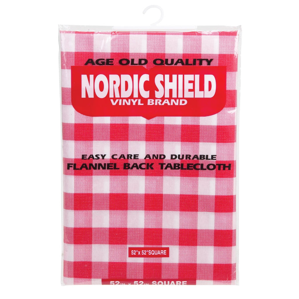 Nordic Shield 52 In. W. x 52 In. L. Red & White Checkerboard Vinyl Tablecloth
