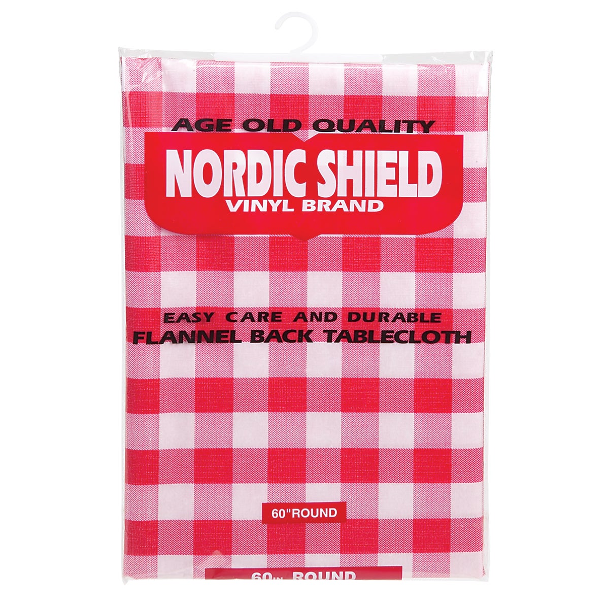 Nordic Shield 60 In. Dia. Red & White Checkerboard Vinyl Tablecloth