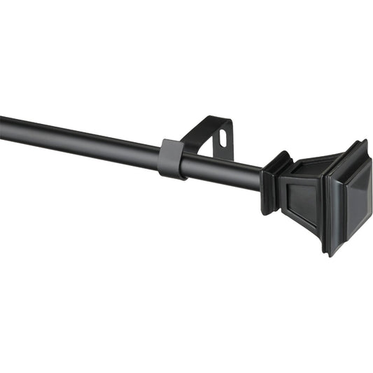 Kenney Seville 48 In. To 86 In. 5/8 In. Single Black Curtain Rod