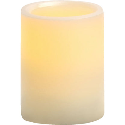Inglow 4 In. H. x 3 In. Dia. Cream Wax Pillar Flameless Candle