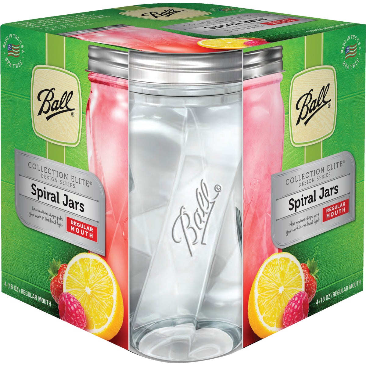 Ball Collection Elite 1 Pint Regular Mouth Spiral Canning Jar (4-Count)