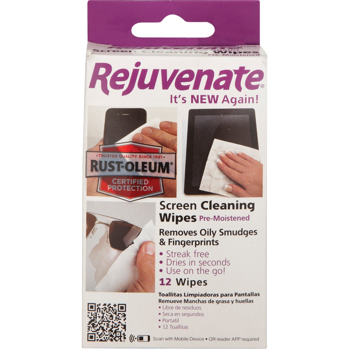 Rejuvenate Electronic Screen Cleaner Wipes (12 Count)