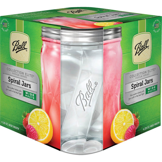 Ball Collection Elite 28 Oz. Wide Mouth Spiral Canning Jar (4-Count)