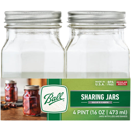 Ball Collection Elite 1 Pint Regular Mouth Sharing Canning Jar (4-Count)