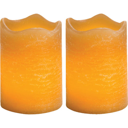 Inglow 2.5 In. H. x 2.5 In. Dia. Honey Rustic Wax Votive Flameless Candle (2-Pack)