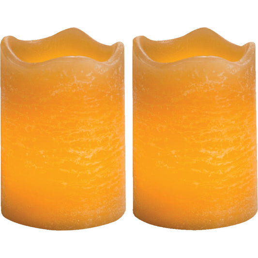 Inglow 2.5 In. H. x 2.5 In. Dia. Honey Rustic Wax Votive Flameless Candle (2-Pack)