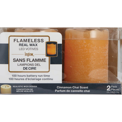 Inglow 2.5 In. H. x 2.5 In. Dia. Honey Rustic Wax Votive Flameless Candle (2-Pack)