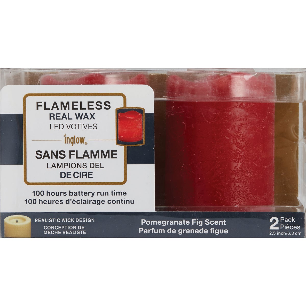 Inglow 2.5 In. H. x 2.5 In. Dia. Currant Rustic Wax Votive Flameless Candle (2-Pack)