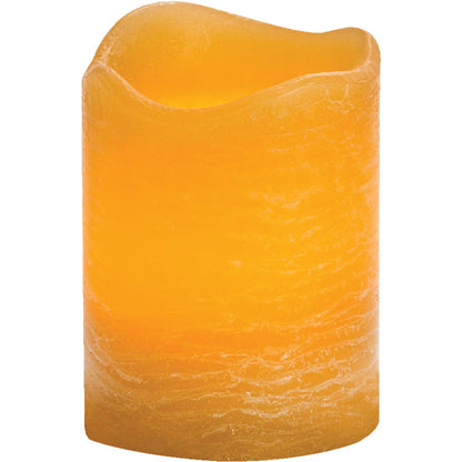 Inglow 4 In. H. x 3 In. Dia. Honey Rustic Wax Pillar Flameless Candle