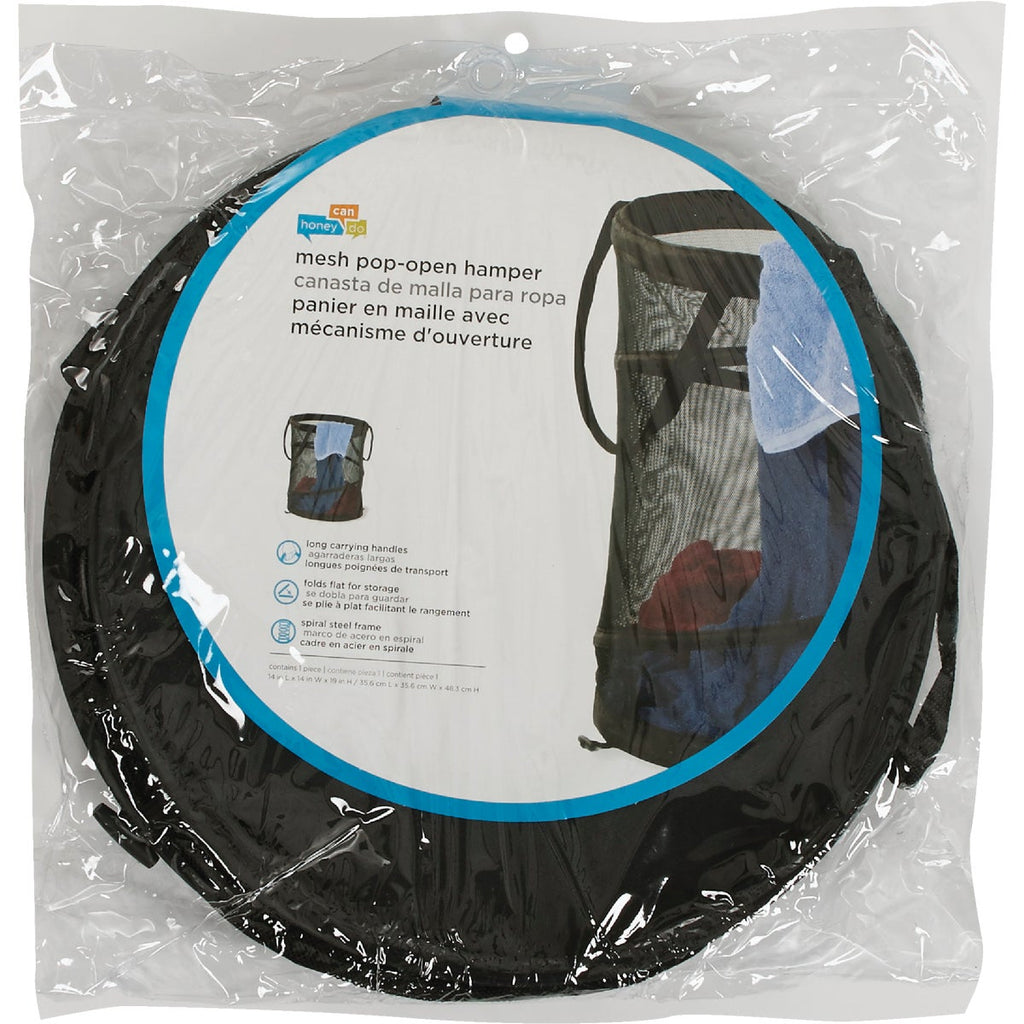 Honey Can Do 19 In. x 14 In. Dia. Black Mesh Pop Open Hamper