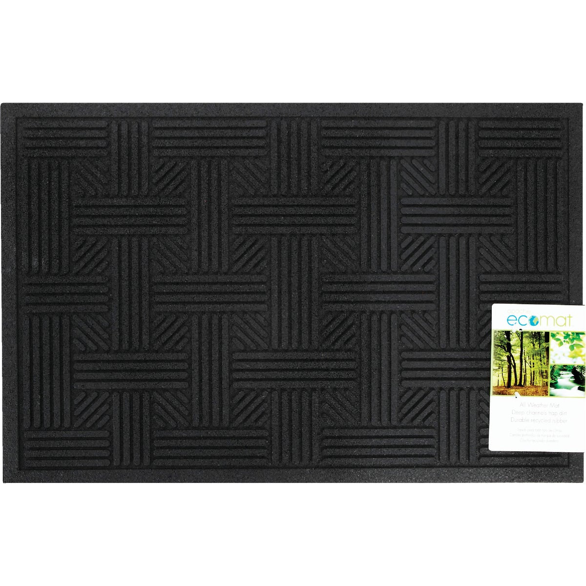 Apache Trapper Black 17 In. x 26 In. Recycled Rubber Door Mat