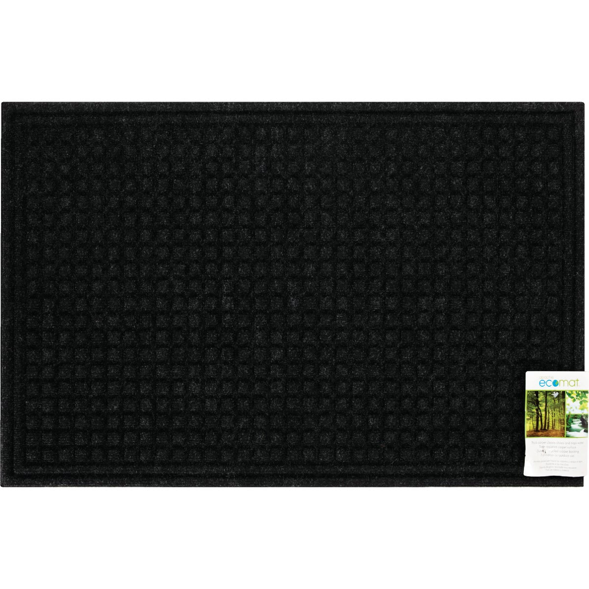 Apache Textures Onyx 24 In. x 36 In. Carpet/Recycled Rubber Door Mat