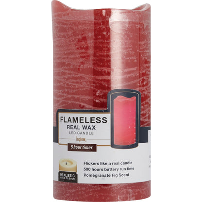 Inglow 6 In. H. x 3 In. Dia. Currant Rustic Wax Pillar Flameless Candle