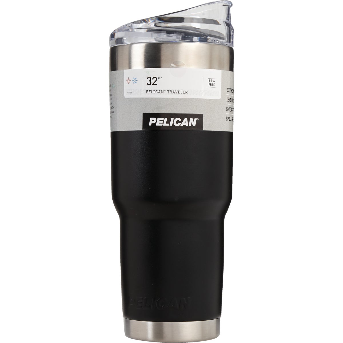 PELICAN 32 Oz. Black Stainless Steel Insulated Tumbler with Slide Closure