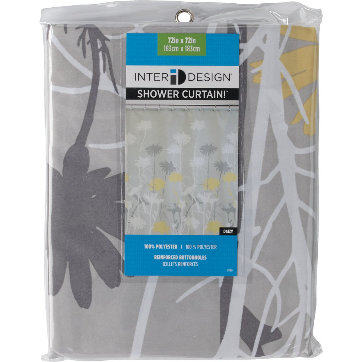 InterDesign 72 In. x 72 In. Daizy Button Hole Polyester Shower Curtain