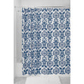 InterDesign York 72 In. x 72 In. Navy Damask 100% Polyester Graphic Fabric Shower Curtain