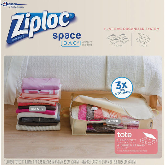 Ziploc Space Bag Vacuum Seal Tote Storage Bag Set (5-Count)