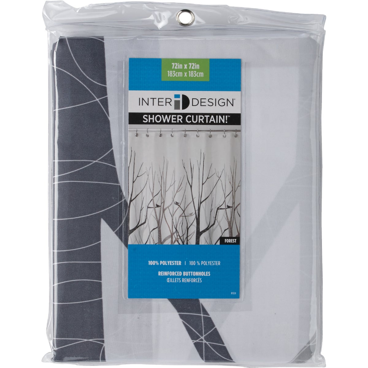 InterDesign 72 In. x 72 In. Forest Button Hole Polyester Shower Curtain