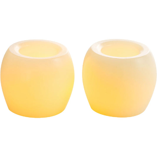 Inglow 2 In. H. x 2 In. Dia. Cream Wax Hurricane Flameless Candle (2-Pack)