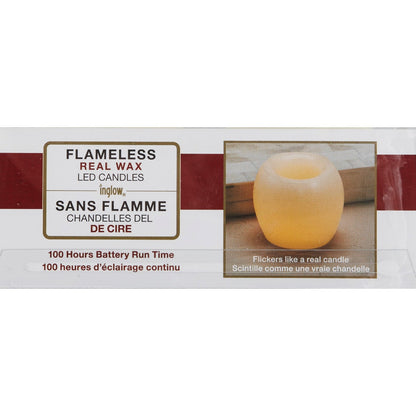 Inglow 2 In. H. x 2 In. Dia. Cream Wax Hurricane Flameless Candle (2-Pack)