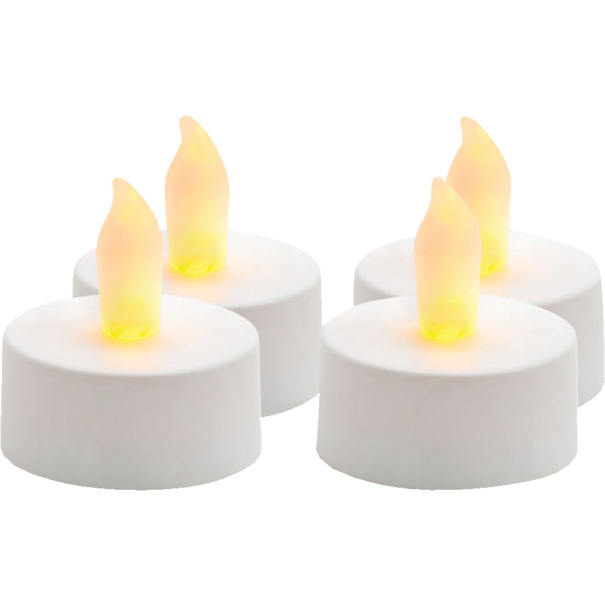 Inglow 0.75 In. H. x 1.25 In. Dia. White Plastic Tea Light Flameless Candle (4-Pack)
