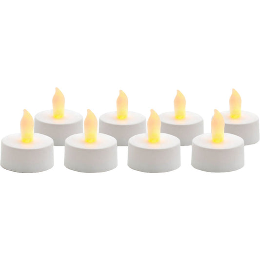 Inglow 0.75 In. H. x 1.25 In. Dia. White Plastic Tea Light Flameless Candle (8-Pack)