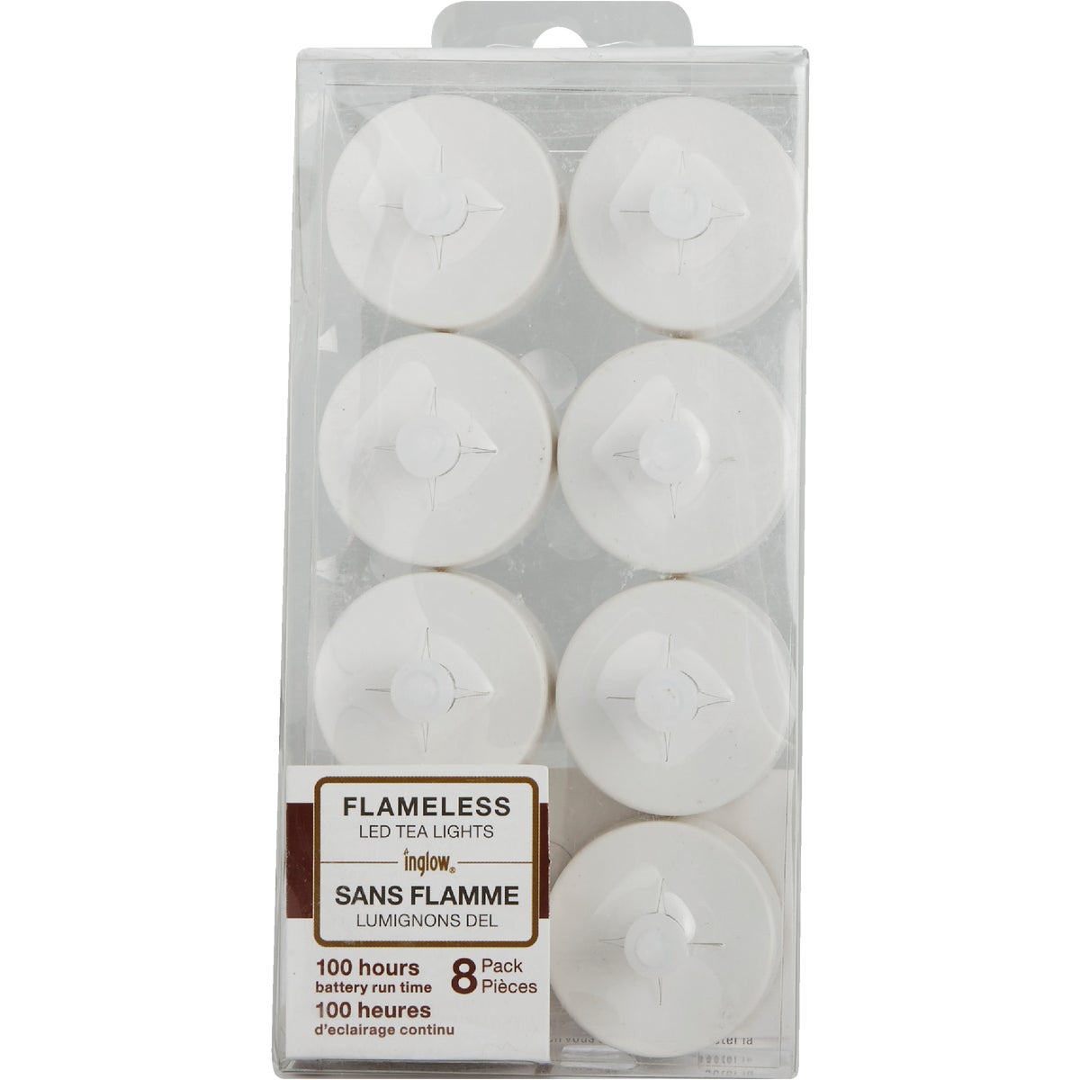 Inglow 0.75 In. H. x 1.25 In. Dia. White Plastic Tea Light Flameless Candle (8-Pack)