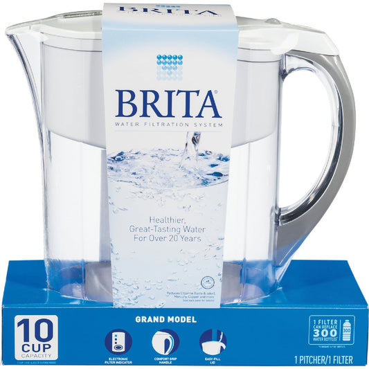 Brita Grand 10-Cup Water Filter Pitcher, White