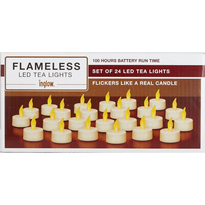 Inglow 0.75 In. H. x 1.25 In. Dia. White Plastic Tea Light Flameless Candle (24-Pack)