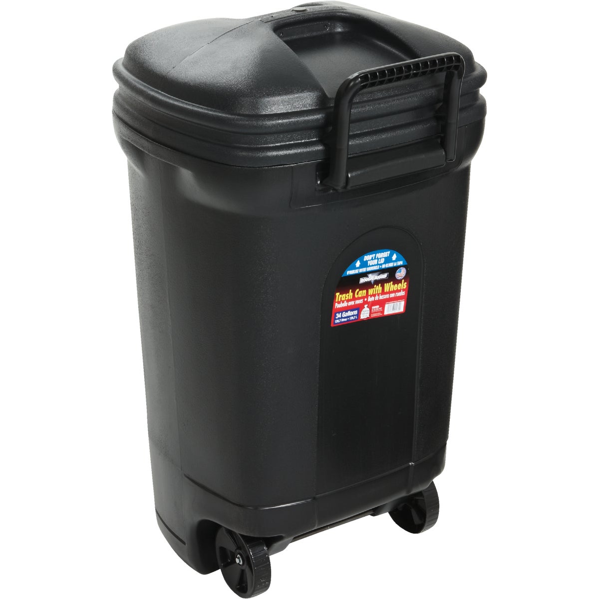 Do it Best 34 Gal. Black Wheeled Trash Can with Lid