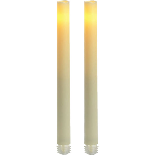 Inglow 9 in. H. Cream Wax Taper Flameless Candle (2-Pack)