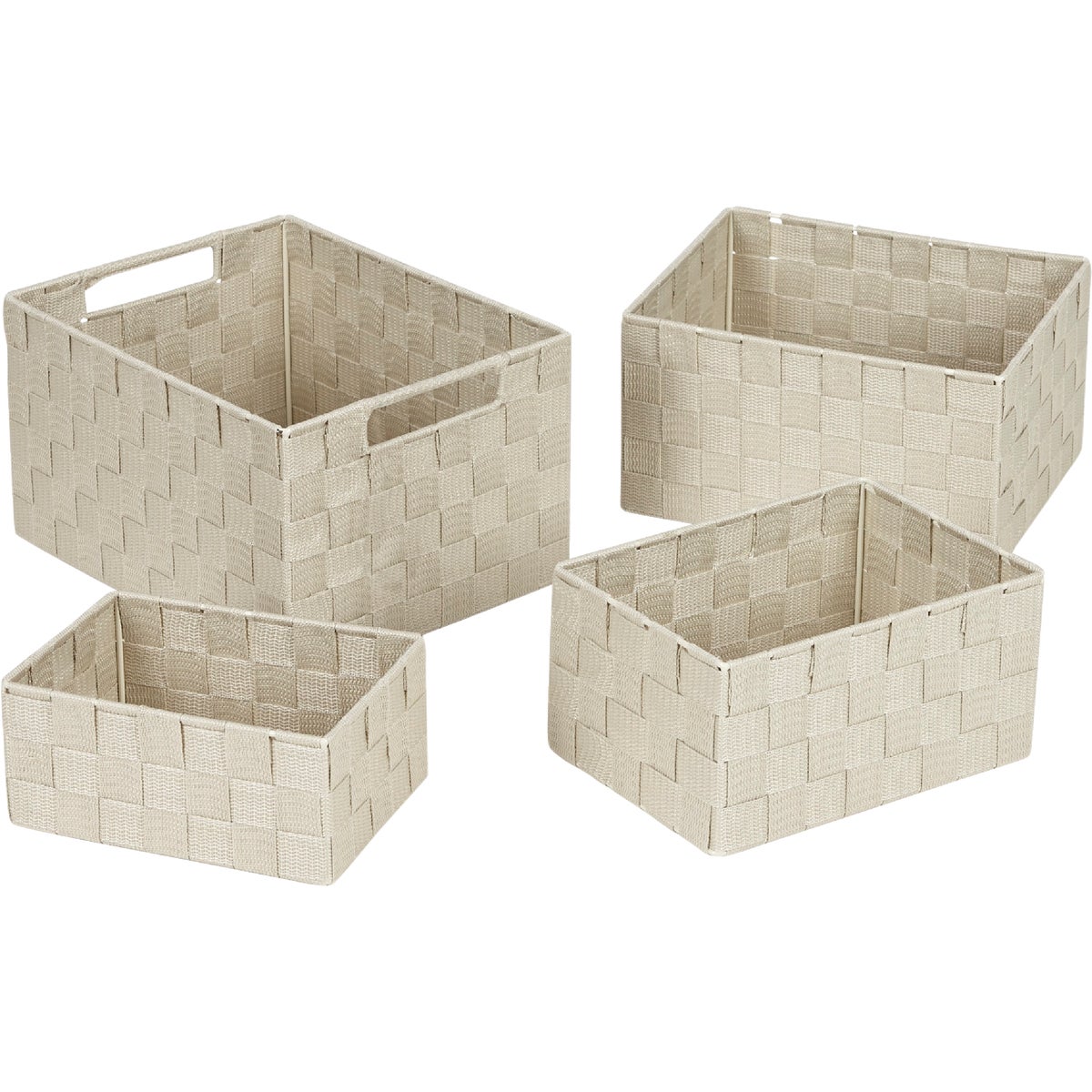 Home Impressions 4-Piece Woven Storage Basket Set, Beige