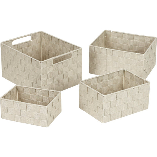 Home Impressions 4-Piece Woven Storage Basket Set, Beige