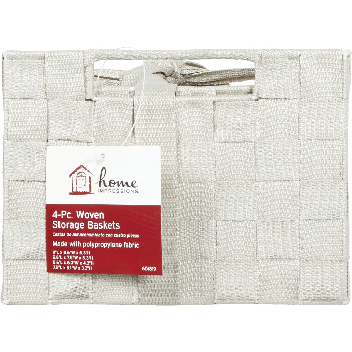 Home Impressions 4-Piece Woven Storage Basket Set, Beige