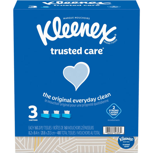 Kleenex Trusted Care 145 Count 2-Ply White Facial Tissue (3-Pack)