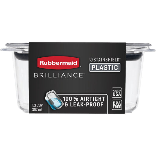 Rubbermaid Brilliance 1.3 C. Clear Rectangle Food Storage Container