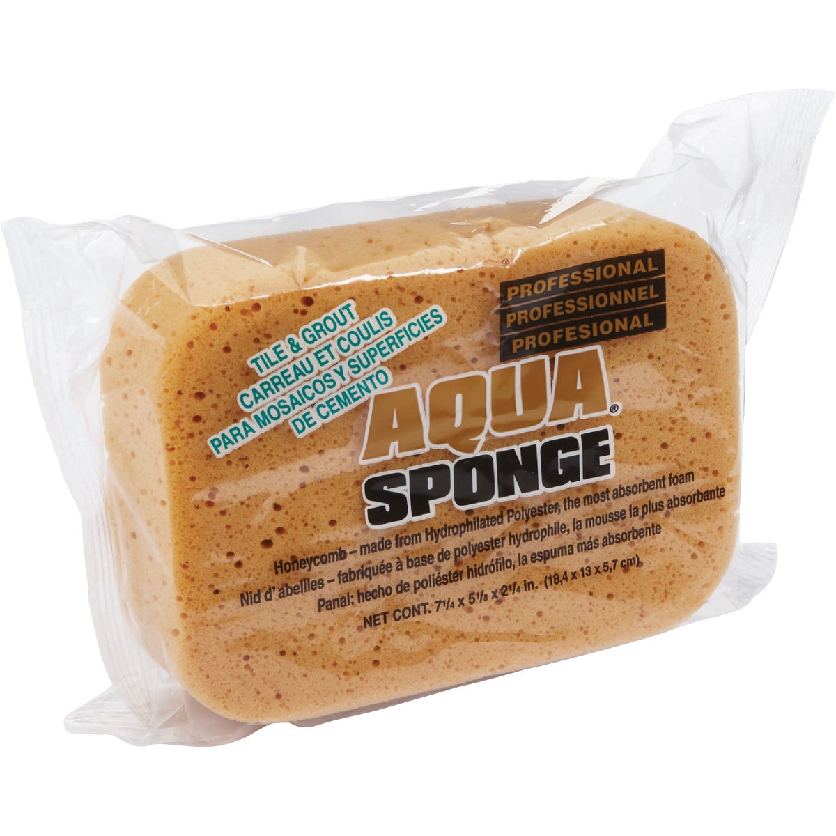 AQUA 7.25 In. x 5.125 In. Yellow Tile & Grout Sponge