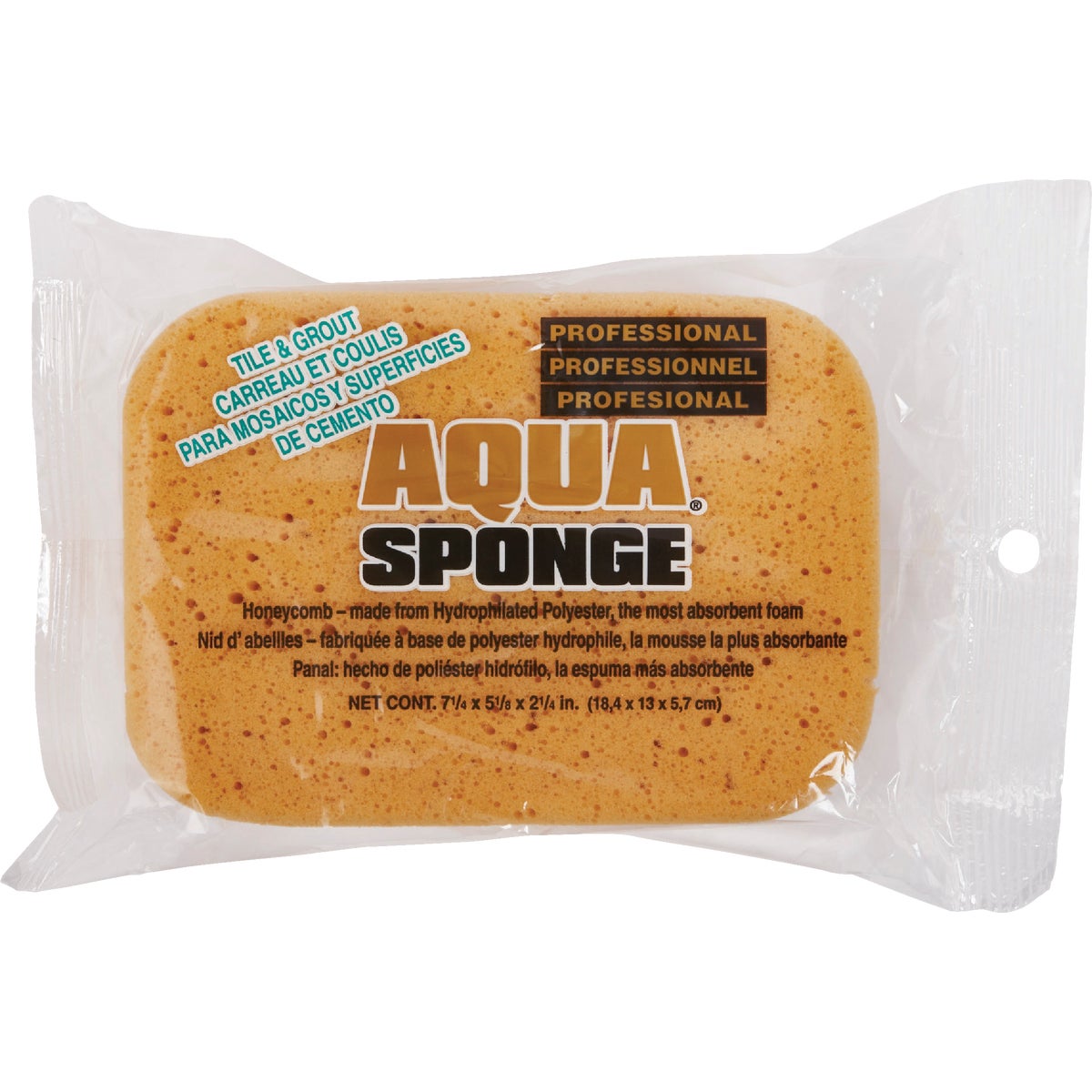 AQUA 7.25 In. x 5.125 In. Yellow Tile & Grout Sponge