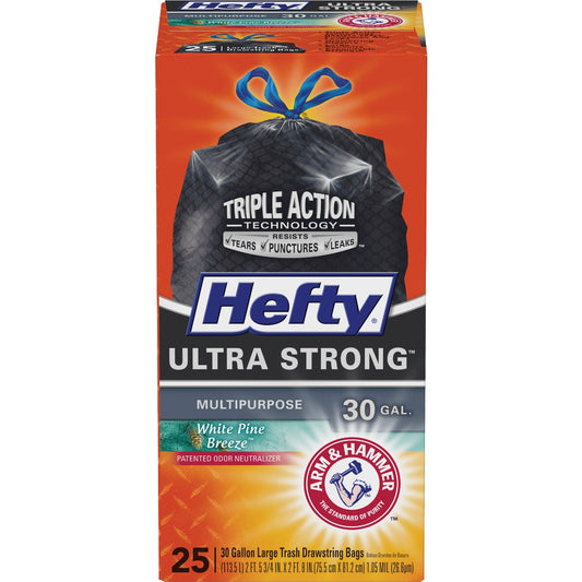 Hefty Ultra Strong 30 Gal. Large Black Trash Bag (25-Count)