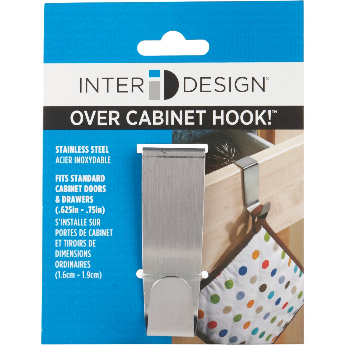 InterDesign Forma Stainless Steel 1 In. W. x 3 In. H. x 2.25 In. D. Cabinet Hook