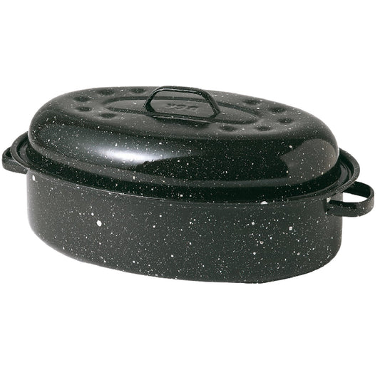 GraniteWare 15 In. Black Covered Oval Roaster