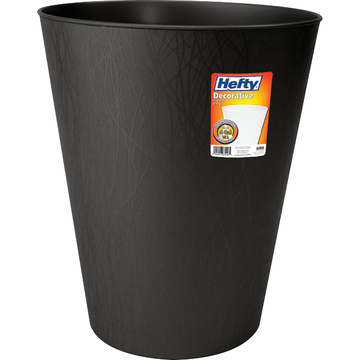 Hefty 2.3 Gal. Black Wastebasket