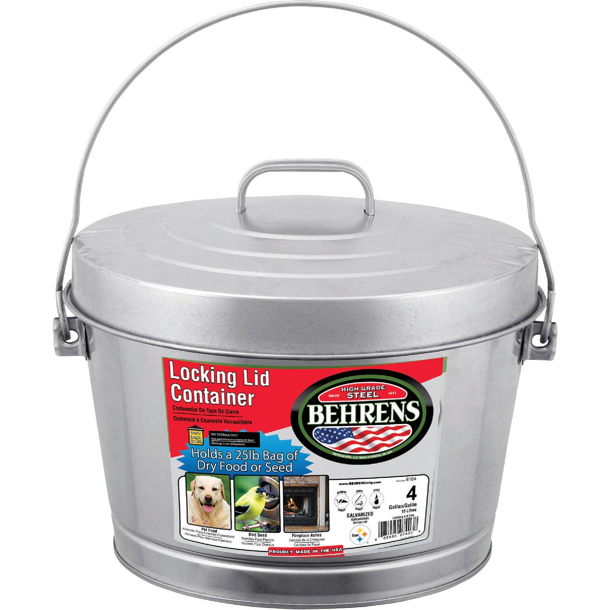 Behrens 4 Gal. Galvanized Steel Pail with Lid