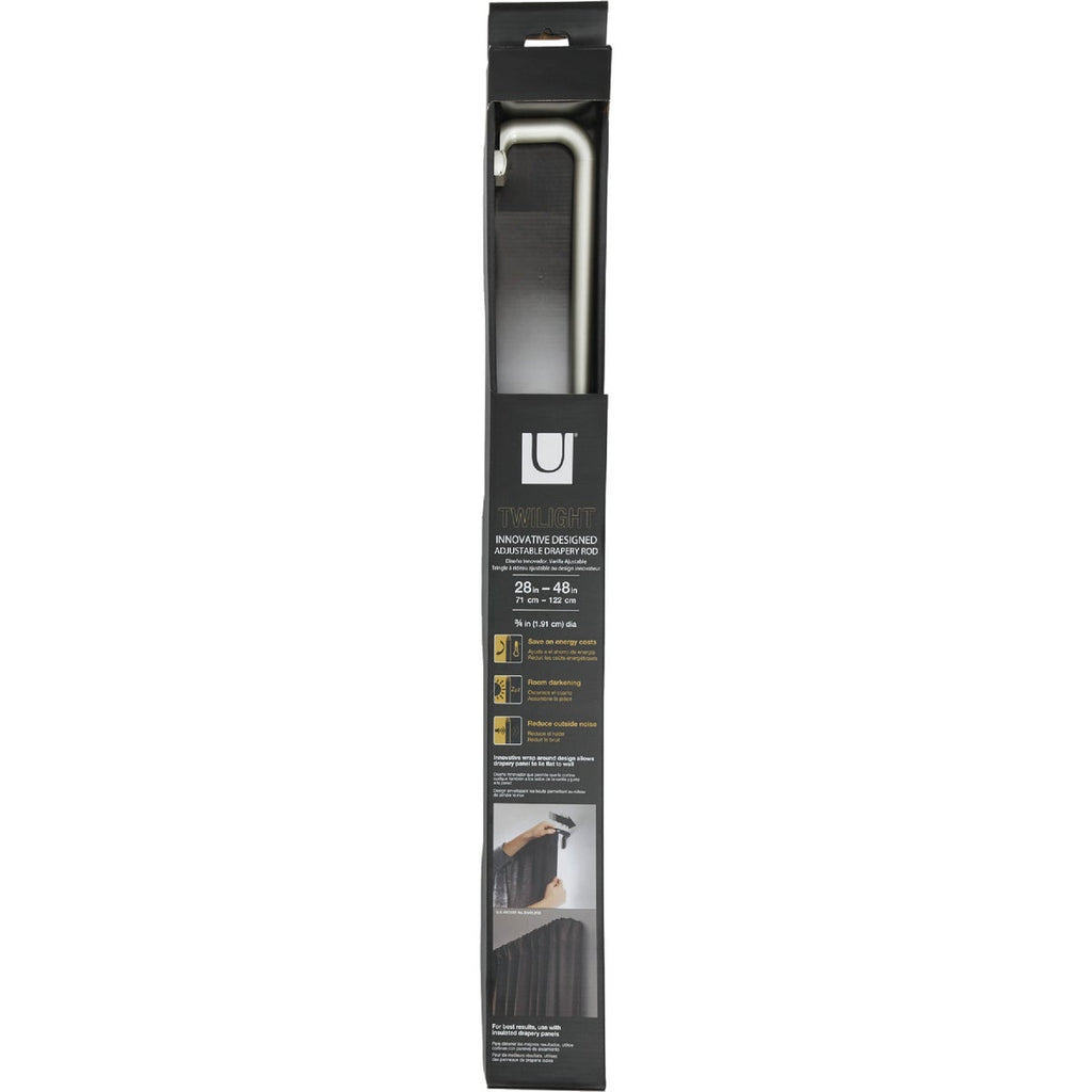 Umbra Twilight Wrap Around 28 In. To 48 In. 3/4 In. Single Curtain Rod, Nickel