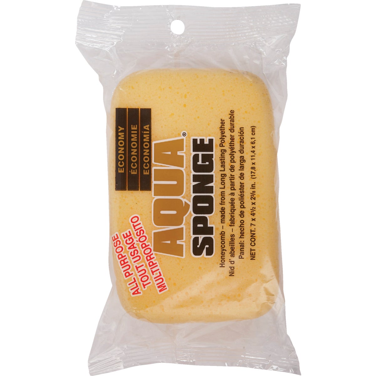 AQUA 7 In. x 4.5 In. Yellow All Purpose Sponge