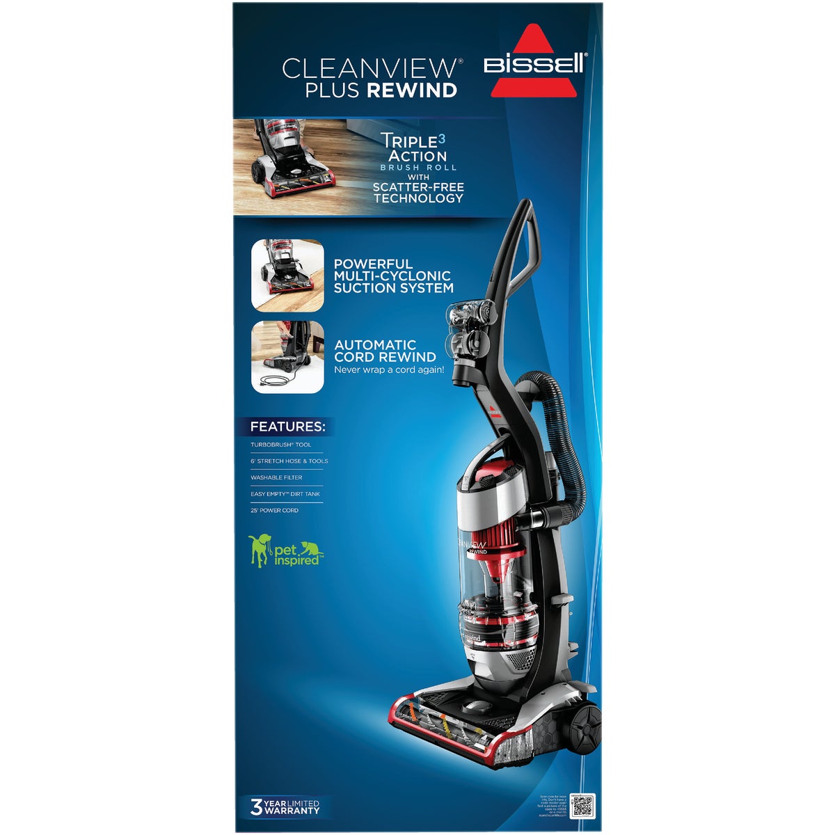 Bissell CleanView Plus Rewind Bagless Upright Vacuum Cleaner