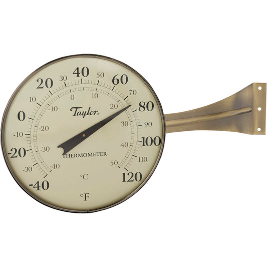 Taylor 8.5" Dia Anodized Aluminum Dial Indoor & Outdoor Thermometer