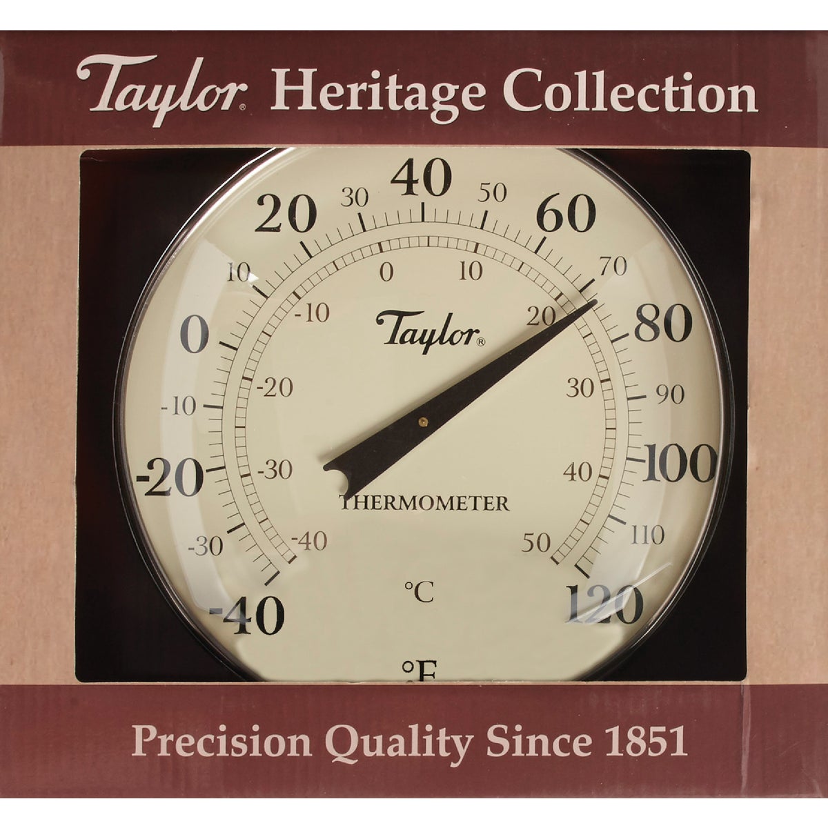 Taylor 8.5" Dia Anodized Aluminum Dial Indoor & Outdoor Thermometer