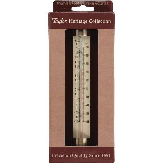 Taylor 7.5" L Anodized Aluminum Tube Indoor & Outdoor Thermometer